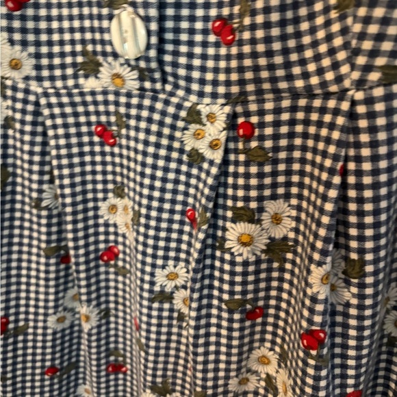Blue Gingham‎ Floral  Dress - Picture 2 of 4